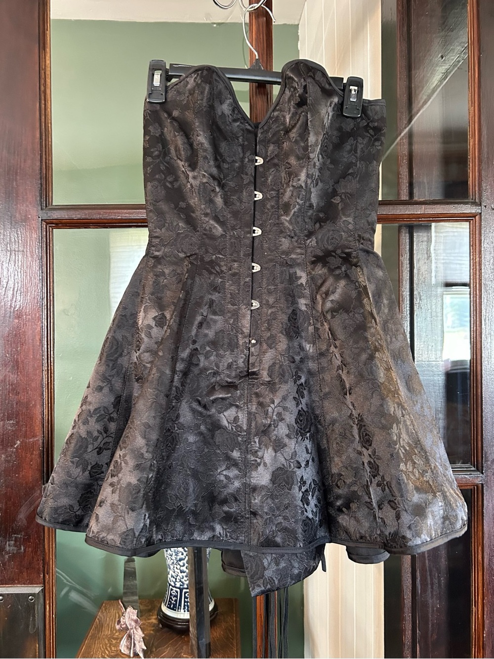 Marvelous Mayhem Black Floral Brocade Corset Dress 28D